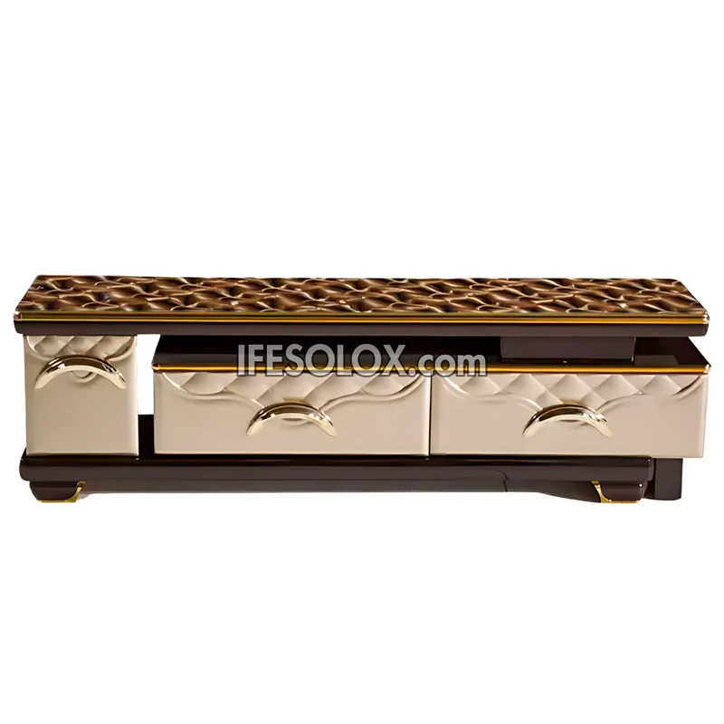 CHIDEC TVS009 Glossy Triple Drawer Television Stand with Vintage Top Design