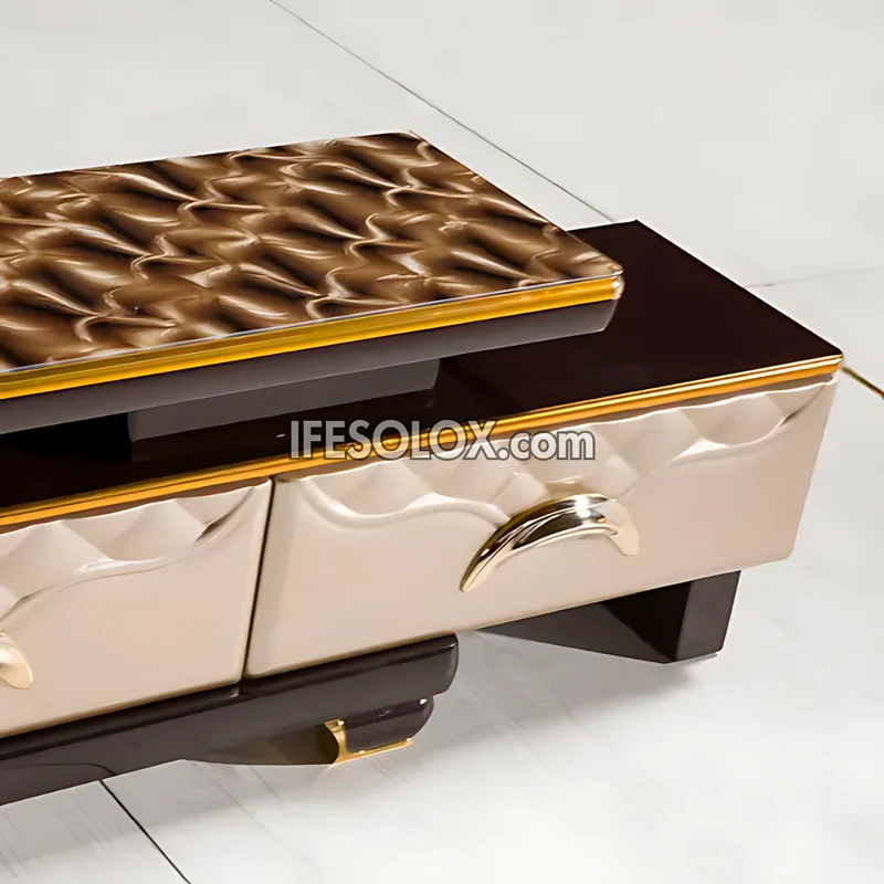 CHIDEC TVS009 Glossy Triple Drawer Television Stand with Vintage Top Design