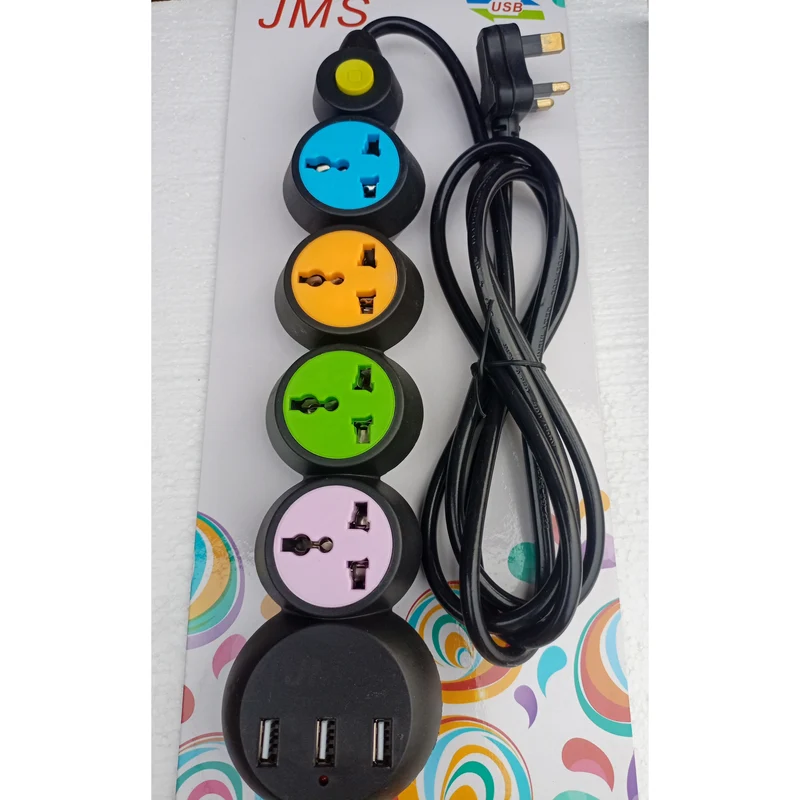 JMS Extension with 4 Sockets & 3 USB Slots (UK Plug) - Brand New