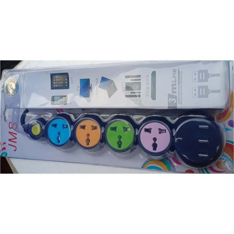 JMS Extension with 4 Sockets & 3 USB Slots (UK Plug) - Brand New