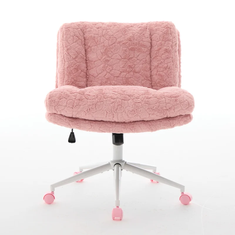 Z-EDGE Criss Cross Desk Chair with Wheels, Swivel Vanity Chair for Bedroom, Wide Armless Office Chairs with Adjustable Height, 360 Degree Swivel