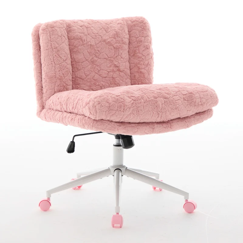 Z-EDGE Criss Cross Desk Chair with Wheels, Swivel Vanity Chair for Bedroom, Wide Armless Office Chairs with Adjustable Height, 360 Degree Swivel