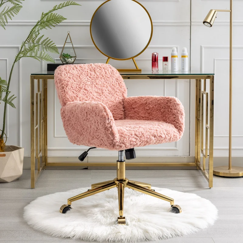 Z-EDGE Office Chair, Home Office Chair with Golden Metal Base, Adjustable Desk Chair Swivel Office Chair, Vanity Chair for Living Room Bedroom