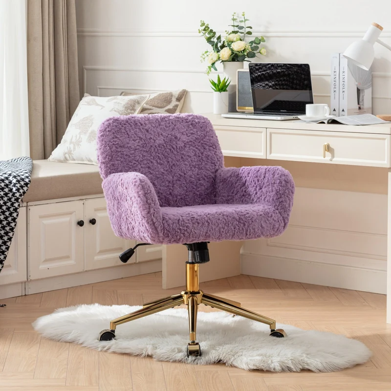 Z-EDGE Office Chair, Home Office Chair with Golden Metal Base, Adjustable Desk Chair Swivel Office Chair, Vanity Chair for Living Room Bedroom