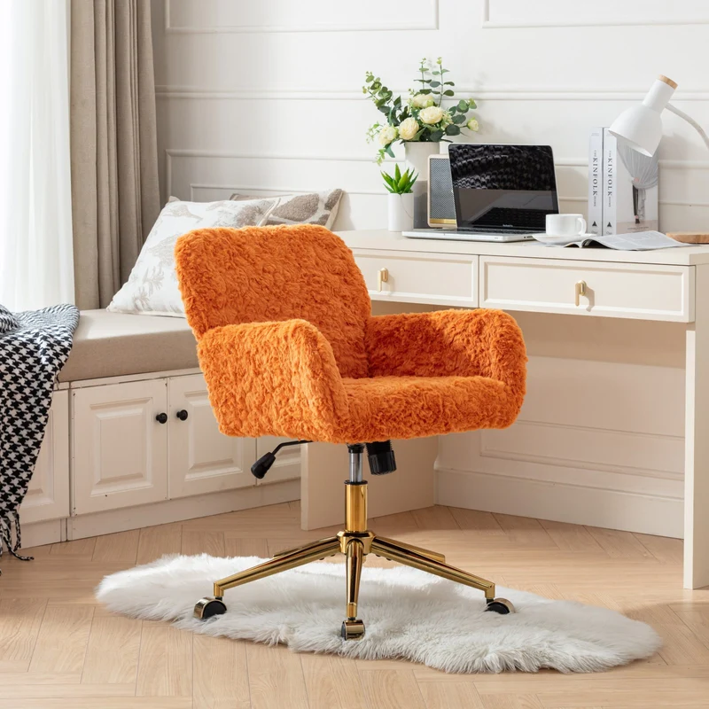 Z-EDGE Office Chair, Home Office Chair with Golden Metal Base, Adjustable Desk Chair Swivel Office Chair, Vanity Chair for Living Room Bedroom