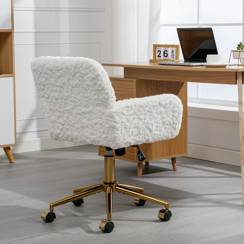 Z-EDGE Office Chair, Home Office Chair with Golden Metal Base, Adjustable Desk Chair Swivel Office Chair, Vanity Chair for Living Room Bedroom
