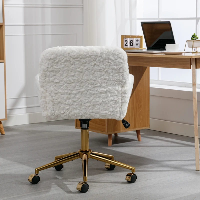 Z-EDGE Office Chair, Home Office Chair with Golden Metal Base, Adjustable Desk Chair Swivel Office Chair, Vanity Chair for Living Room Bedroom