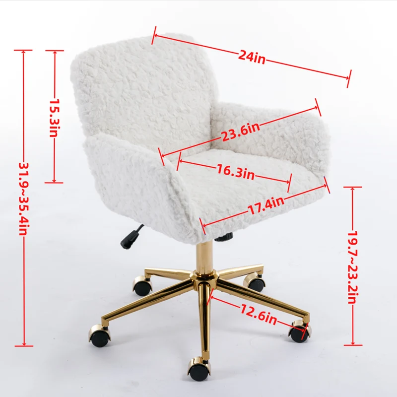 Z-EDGE Office Chair, Home Office Chair with Golden Metal Base, Adjustable Desk Chair Swivel Office Chair, Vanity Chair for Living Room Bedroom