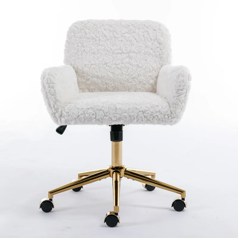 Z-EDGE Office Chair, Home Office Chair with Golden Metal Base, Adjustable Desk Chair Swivel Office Chair, Vanity Chair for Living Room Bedroom