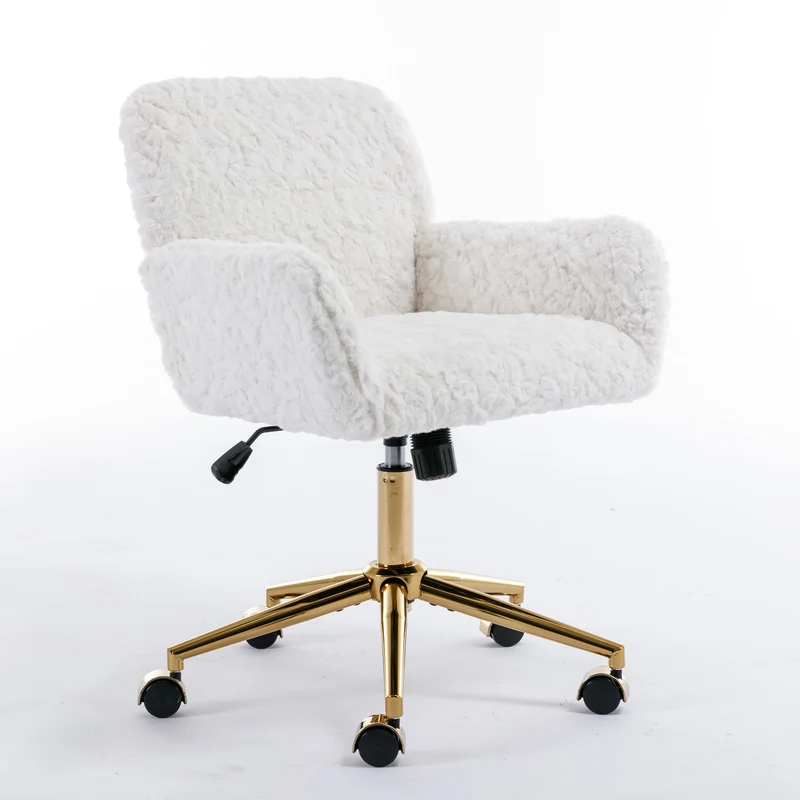 Z-EDGE Office Chair, Home Office Chair with Golden Metal Base, Adjustable Desk Chair Swivel Office Chair, Vanity Chair for Living Room Bedroom