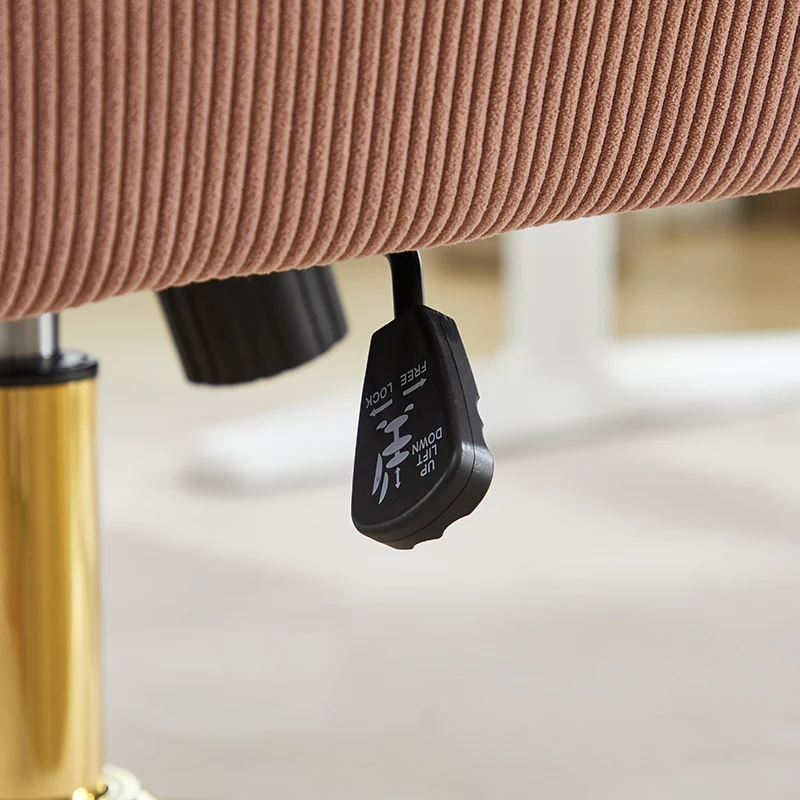 Z-EDGE Corduroy Office Desk Chair with Gold Base, with Wheels, Modern Height Adjustable 360 Degree Swivel Upholstered Chairs with Arms for Home Office