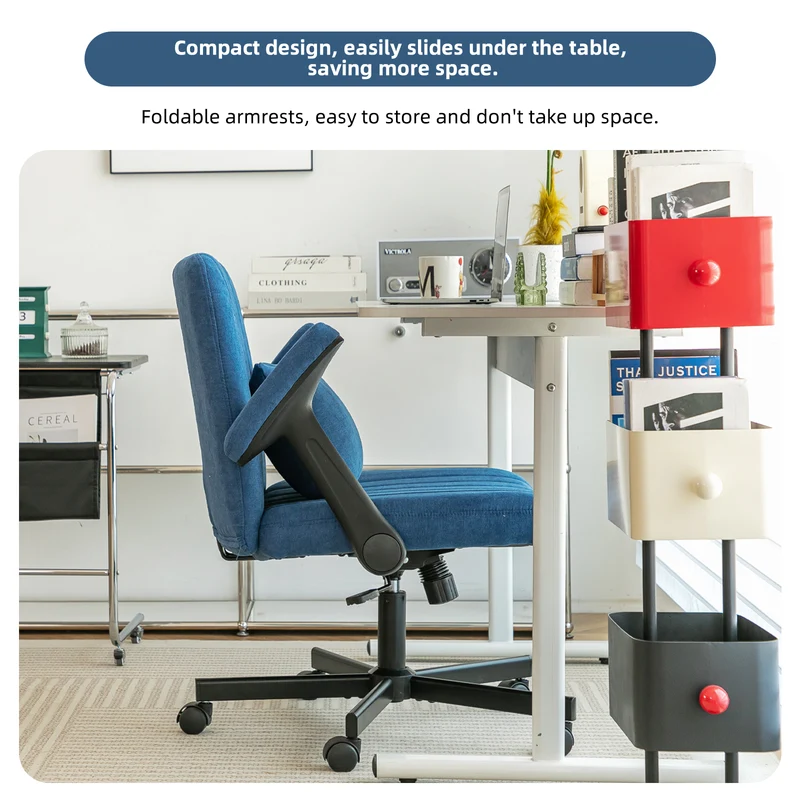 Z-EDGE Criss Cross Chair with Adjustable Flip-Up Arms, Wide Cross Legged Office with Wheels, Desk Chair Height Adjustable Swivel for Home Office