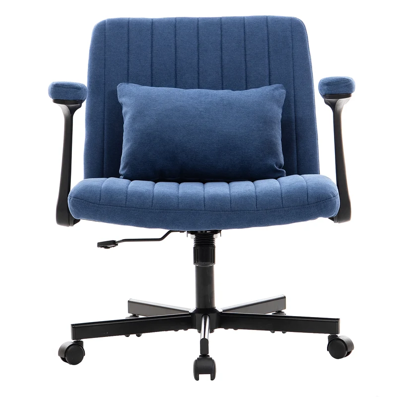 Z-EDGE Criss Cross Chair with Adjustable Flip-Up Arms, Wide Cross Legged Office with Wheels, Desk Chair Height Adjustable Swivel for Home Office