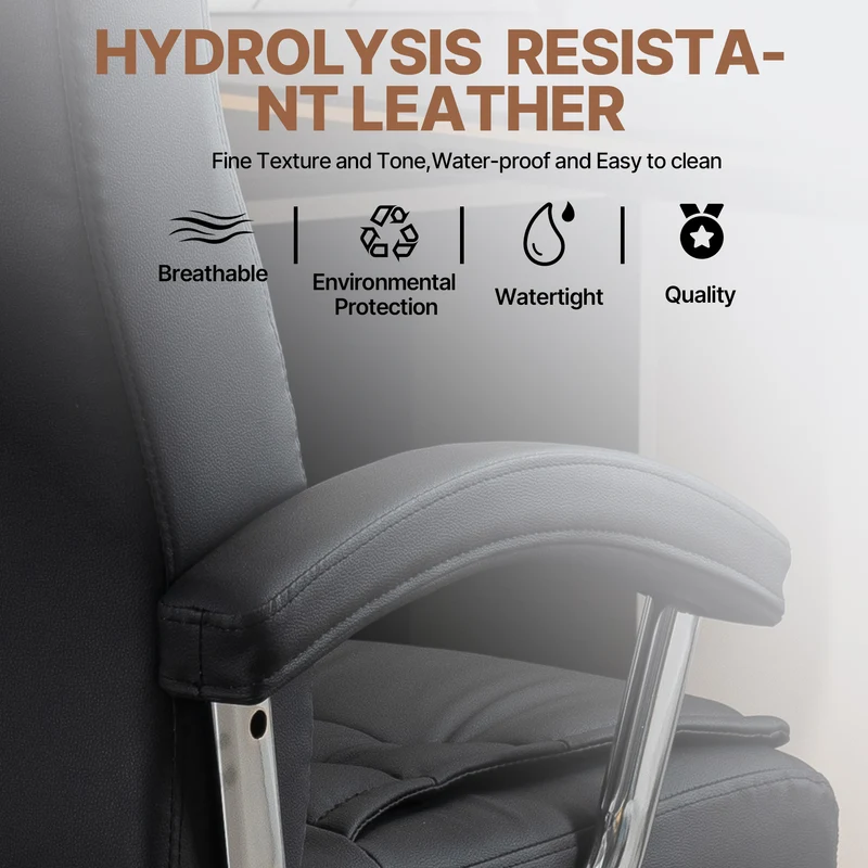 Z-EDGE Executive Office Chair, High Back PU Leather Desk Chair with Spring Seat Cushion, Ergonomic Swivel Computer Chair with Armrest, 350lbs Capacity