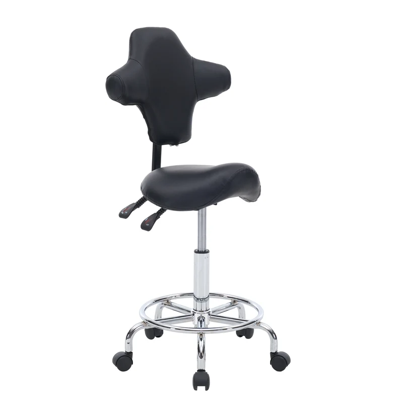 Z-EDGE Saddle Stool Chair with Wheels, Ergonomic Swivel Rolling Height Adjustable for Salon Beauty Clinic Dentist Tattoo Home Office