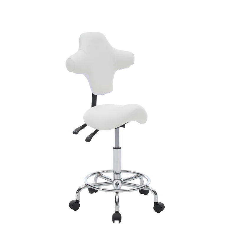 Z-EDGE Saddle Stool Chair with Wheels, Ergonomic Swivel Rolling Height Adjustable for Salon Beauty Clinic Dentist Tattoo Home Office