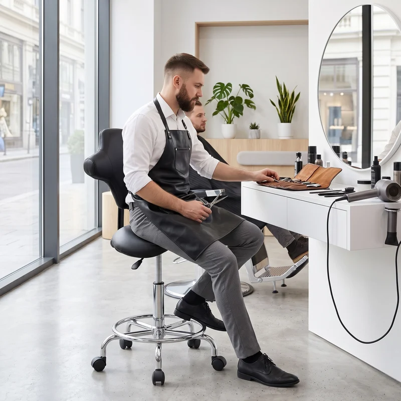 Z-EDGE Saddle Stool Chair with Wheels, Ergonomic Swivel Rolling Height Adjustable for Salon Beauty Clinic Dentist Tattoo Home Office