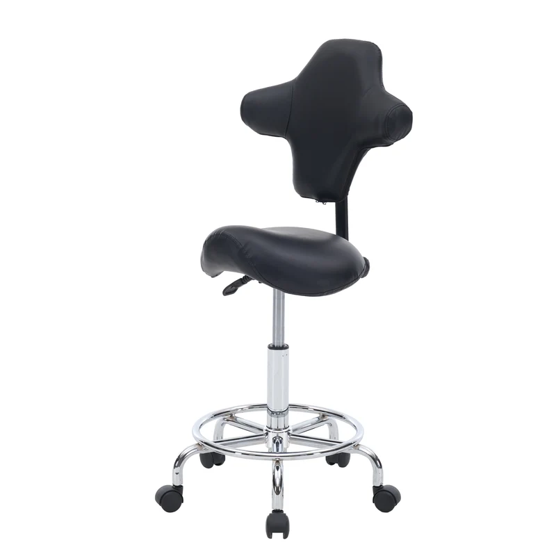 Z-EDGE Saddle Stool Chair with Wheels, Ergonomic Swivel Rolling Height Adjustable for Salon Beauty Clinic Dentist Tattoo Home Office