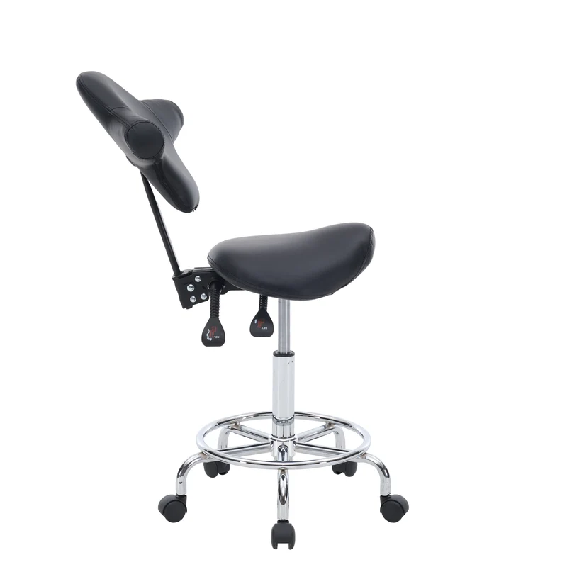 Z-EDGE Saddle Stool Chair with Wheels, Ergonomic Swivel Rolling Height Adjustable for Salon Beauty Clinic Dentist Tattoo Home Office