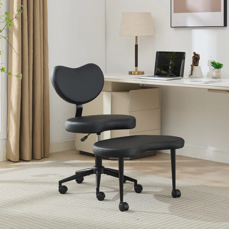 Z-EDGE Meditation Chair, Cross Legged Home Office Desk Chair Ergonomic Adjustable Height Backrest, 360° Swivel Footstool, Yoga Stool