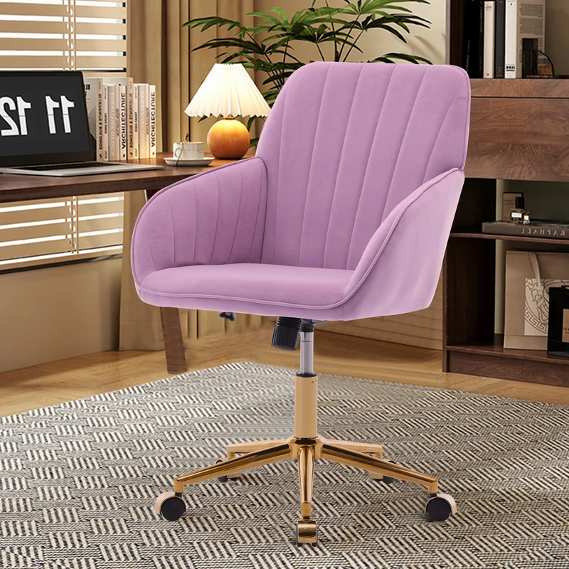 Z-EDGE Velvet Office Desk Chair, Upholstered Home Office Desk Chairs with Adjustable Swivel Wheels, Ergonomic Office Chair for Bedroom, Office