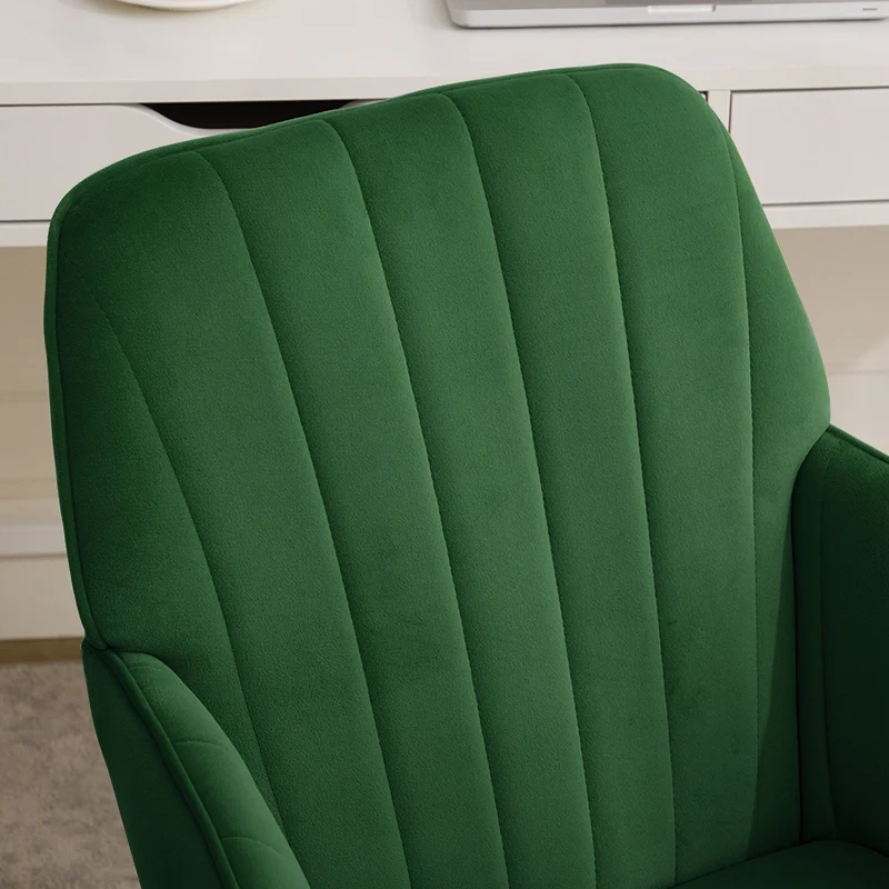 Z-EDGE Velvet Office Desk Chair, Upholstered Home Office Desk Chairs with Adjustable Swivel Wheels, Ergonomic Office Chair for Bedroom, Office