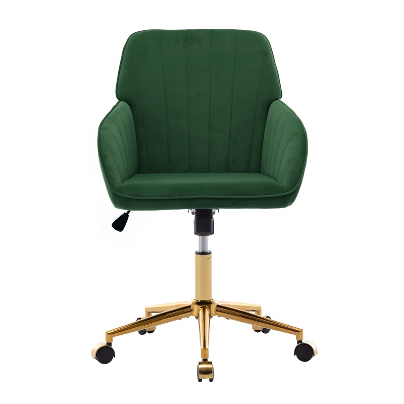 Z-EDGE Velvet Office Desk Chair, Upholstered Home Office Desk Chairs with Adjustable Swivel Wheels, Ergonomic Office Chair for Bedroom, Office
