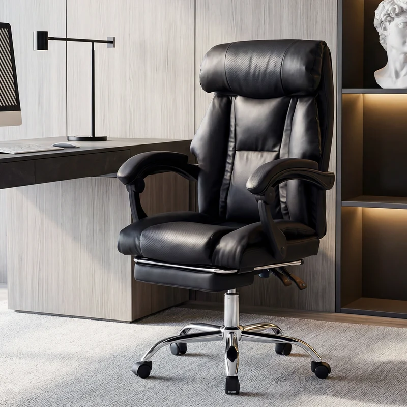 Z-EDGE Office Chair, Adjustable Height Executive Desk Chair with Foot Rest, Comfortable Computer Chair, High Back Reclining Gaming Chair, Black