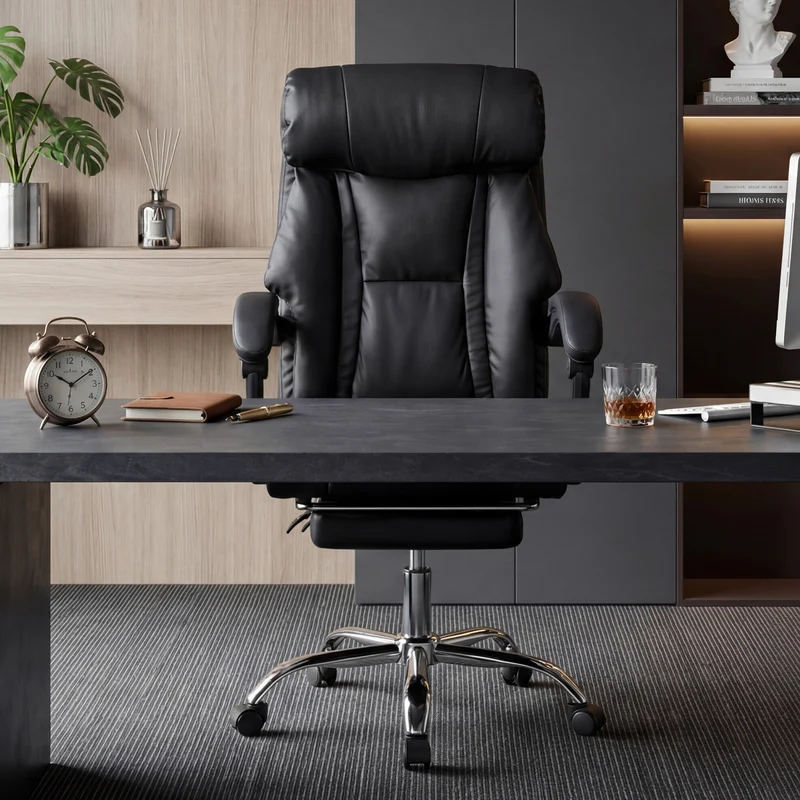 Z-EDGE Office Chair, Adjustable Height Executive Desk Chair with Foot Rest, Comfortable Computer Chair, High Back Reclining Gaming Chair, Black
