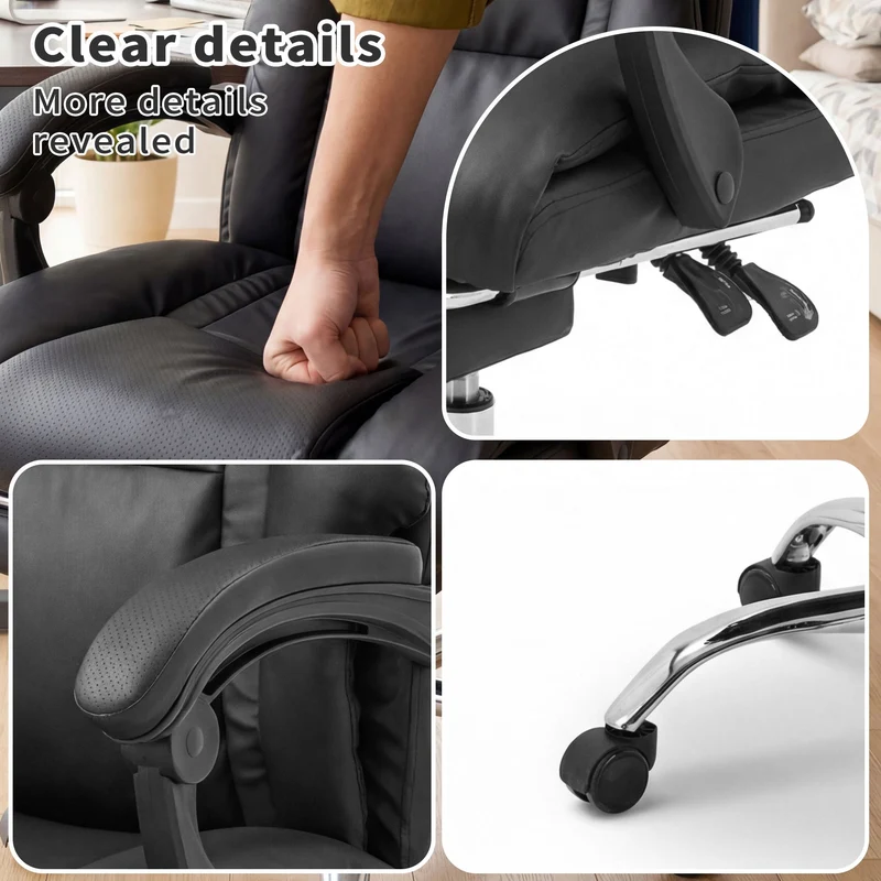 Z-EDGE Office Chair, Adjustable Height Executive Desk Chair with Foot Rest, Comfortable Computer Chair, High Back Reclining Gaming Chair, Black