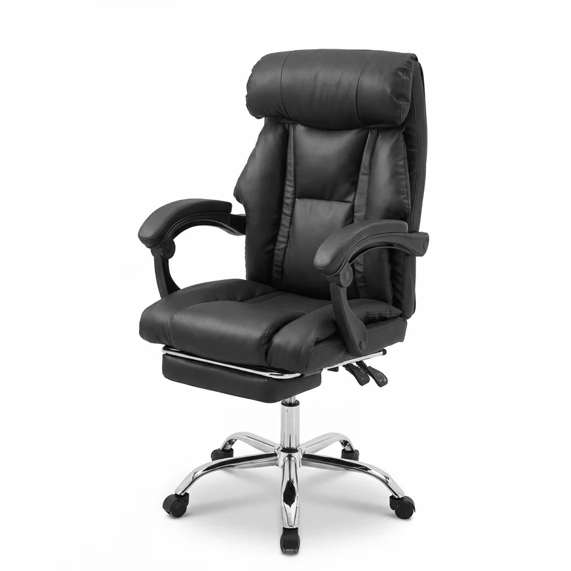 Z-EDGE Office Chair, Adjustable Height Executive Desk Chair with Foot Rest, Comfortable Computer Chair, High Back Reclining Gaming Chair, Black