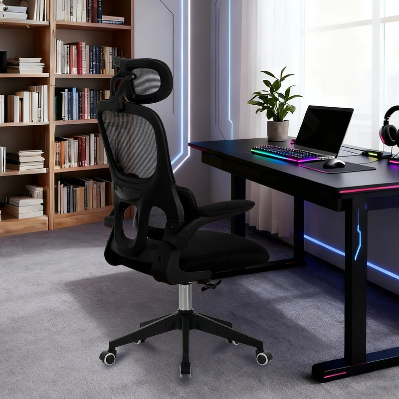 Z-EDGE Office Chair, Ergonomic Desk Chairs 300LBS Capacity High Back Mesh Computer Chair with Flip-up Armrests, Lumbar Support, Rolling Chair, Black