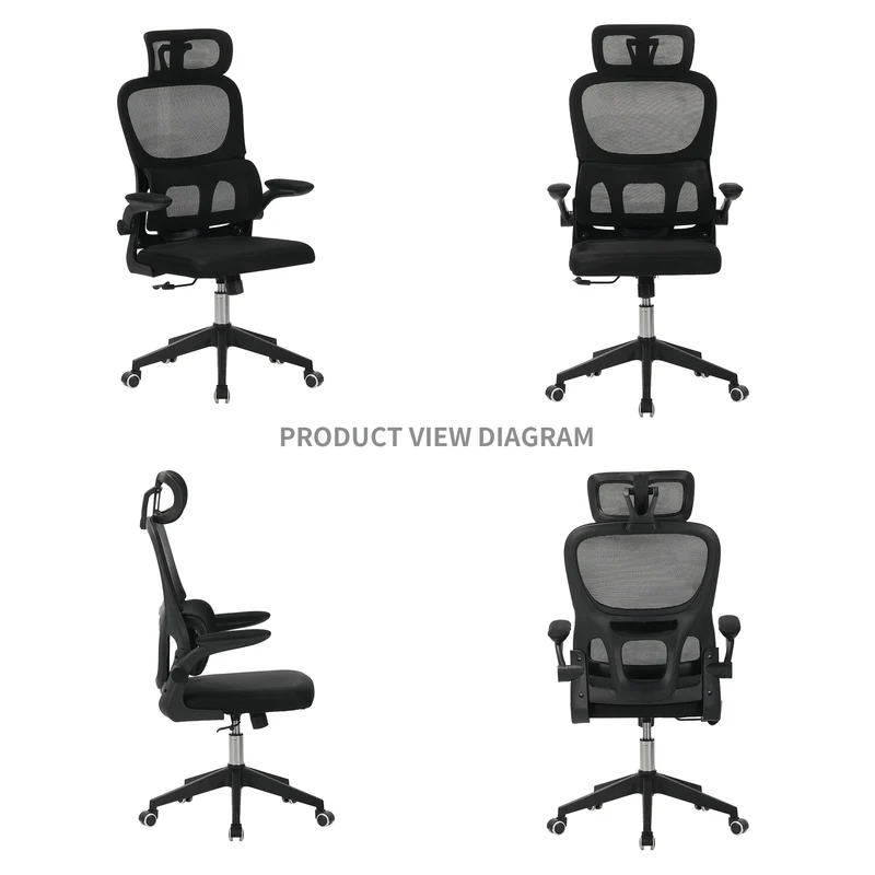 Z-EDGE Office Chair, Ergonomic Desk Chairs 300LBS Capacity High Back Mesh Computer Chair with Flip-up Armrests, Lumbar Support, Rolling Chair, Black