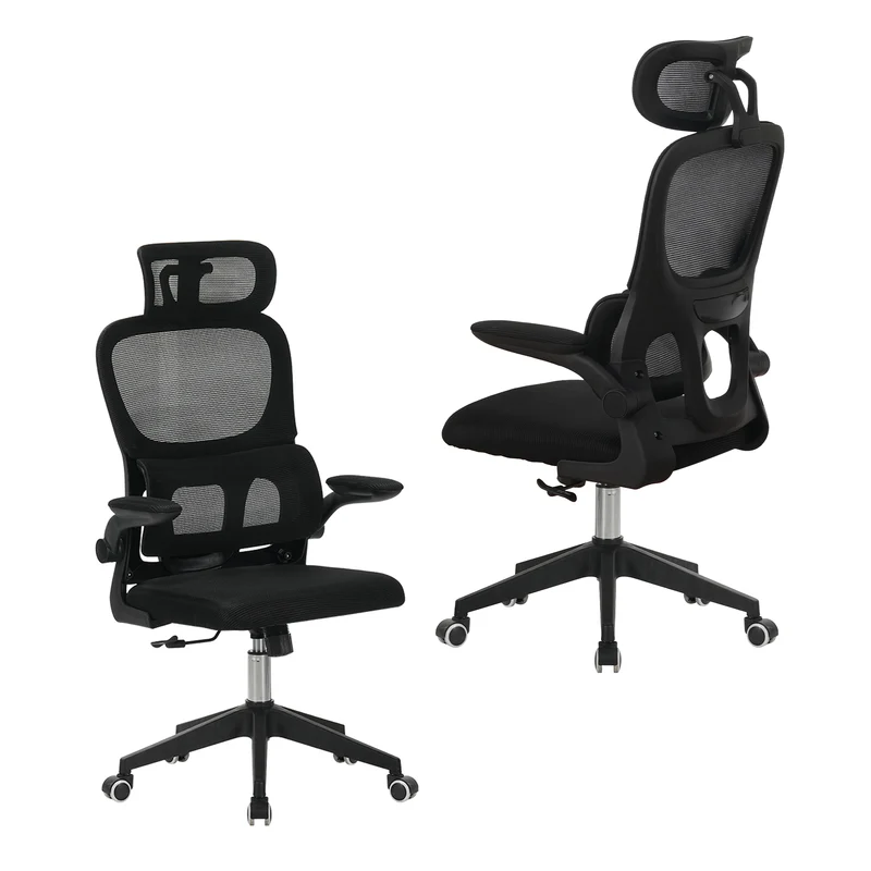 Z-EDGE Office Chair, Ergonomic Desk Chairs 300LBS Capacity High Back Mesh Computer Chair with Flip-up Armrests, Lumbar Support, Rolling Chair, Black