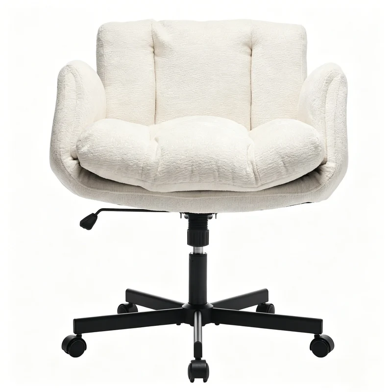 Z-EDGE Modern Chenille Swivel Office Chair, Height Adjustable Task Chair with Convertible Multi-Position Armrests for Home, Study, Vanity