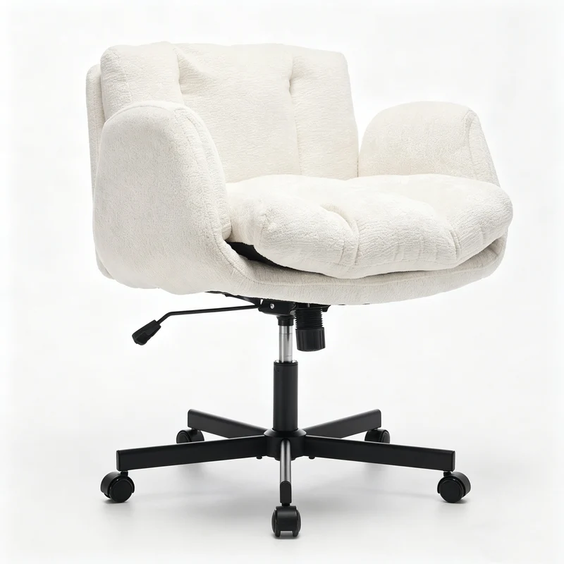 Z-EDGE Modern Chenille Swivel Office Chair, Height Adjustable Task Chair with Convertible Multi-Position Armrests for Home, Study, Vanity