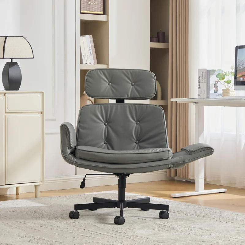 Z-EDGE Criss Cross Office Chair with Armrests & Wheels, Ergonomic Executive Gaming Computer Chairs with Foot Rest, Wide Seat Reclining Desk Chair