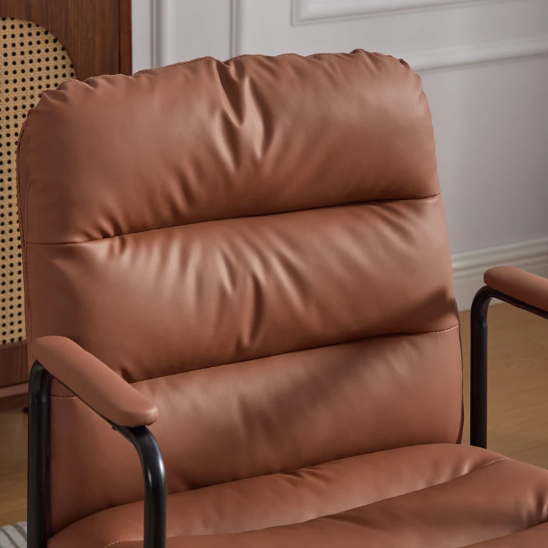 Z-EDGE Office Chair, Mid Back Home Office Desk Task Chair with Wheels and Arms, Ergonomic PU Leather Computer Rolling Swivel Chair for Bedroom