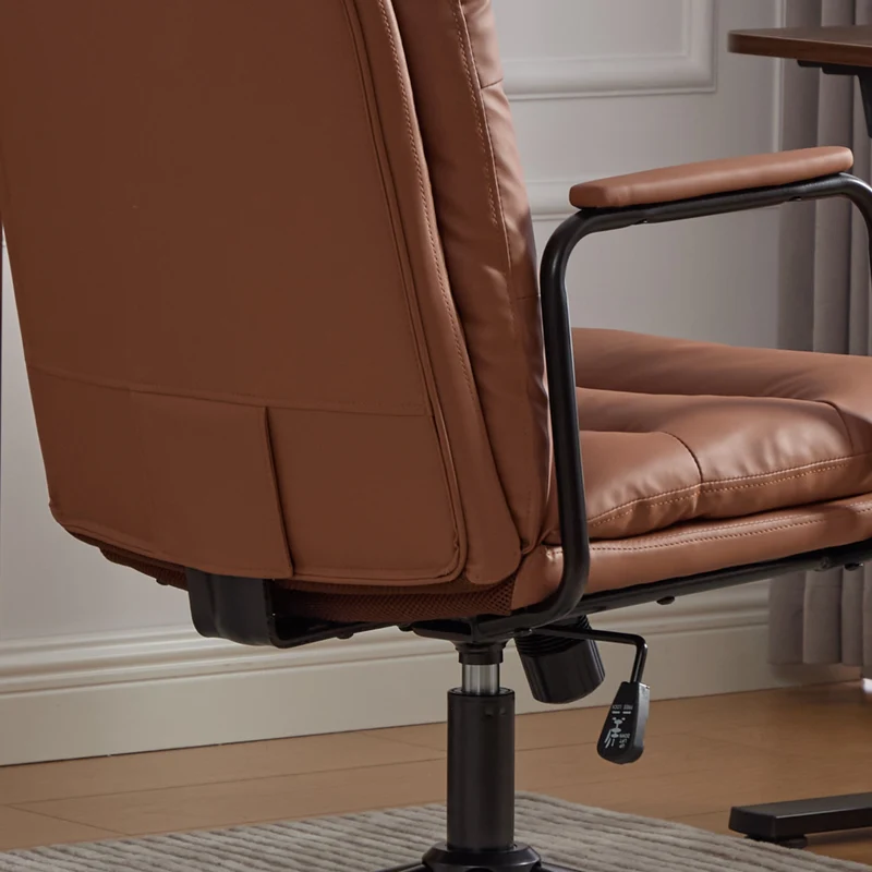 Z-EDGE Office Chair, Mid Back Home Office Desk Task Chair with Wheels and Arms, Ergonomic PU Leather Computer Rolling Swivel Chair for Bedroom