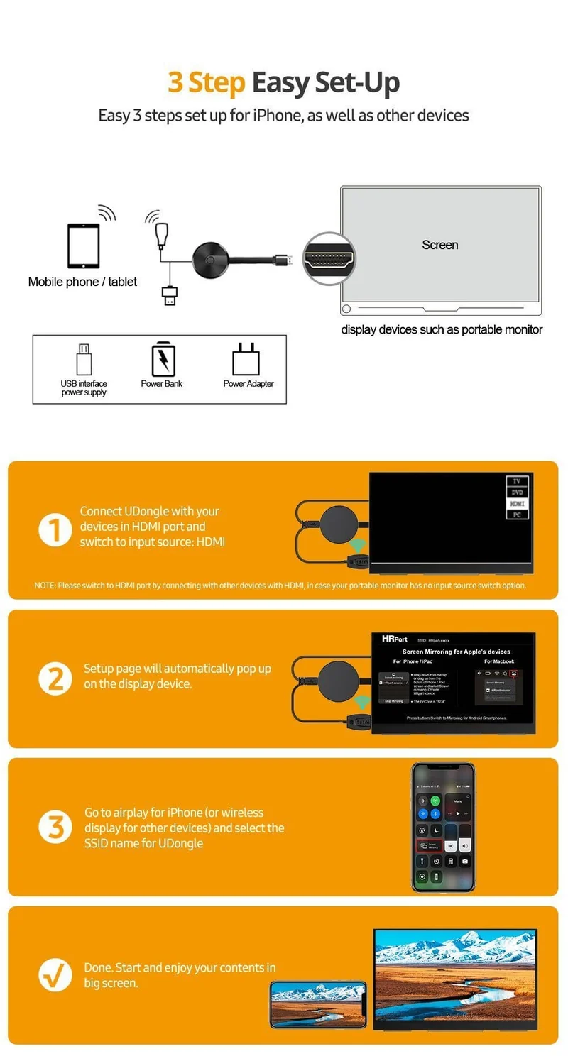 UAdapter - Miracast iPhone, Android, Universal Dongle | UPERFECT
