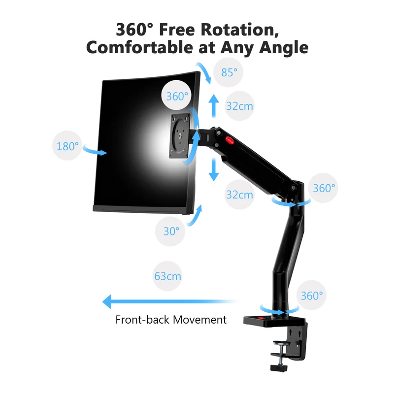 MS05 Monitor Mount, Gas Spring Monitor Desk Mount Monitor Arm