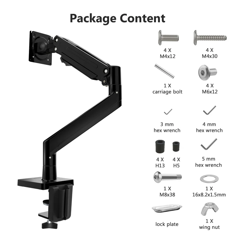 MS05 Monitor Mount, Gas Spring Monitor Desk Mount Monitor Arm