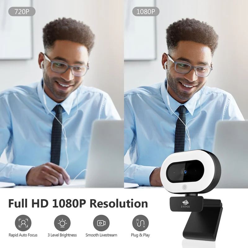 ZW560D Ring Light 1080P Full HD Webcam 2.0 Mega pixels