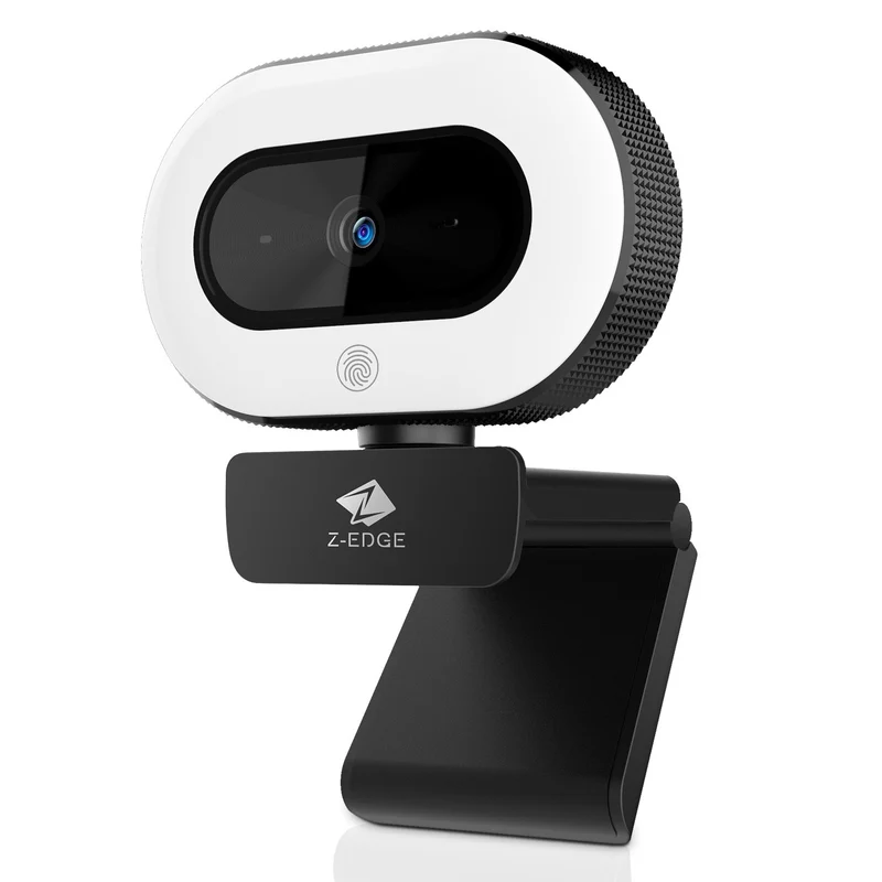 Z-EDGE ZW560S QHD 2K Stream Webcam Auto Focus Web Camera for PC/Desktop/Laptop, Built-in Stereo Sound & Noise Reduction Mic, Plug & Play, Touch Control Ring Light, Compatible with Windows/Android/Mac