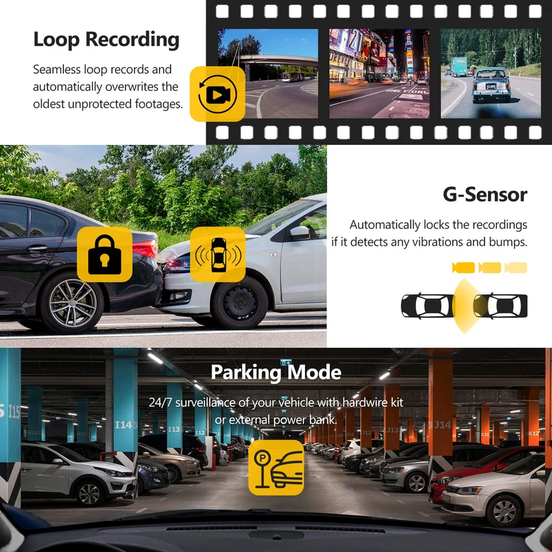 Z-EDGE T4 4" Touch Screen 4K Dual Dashcam (32GB MicroSD Card Included)