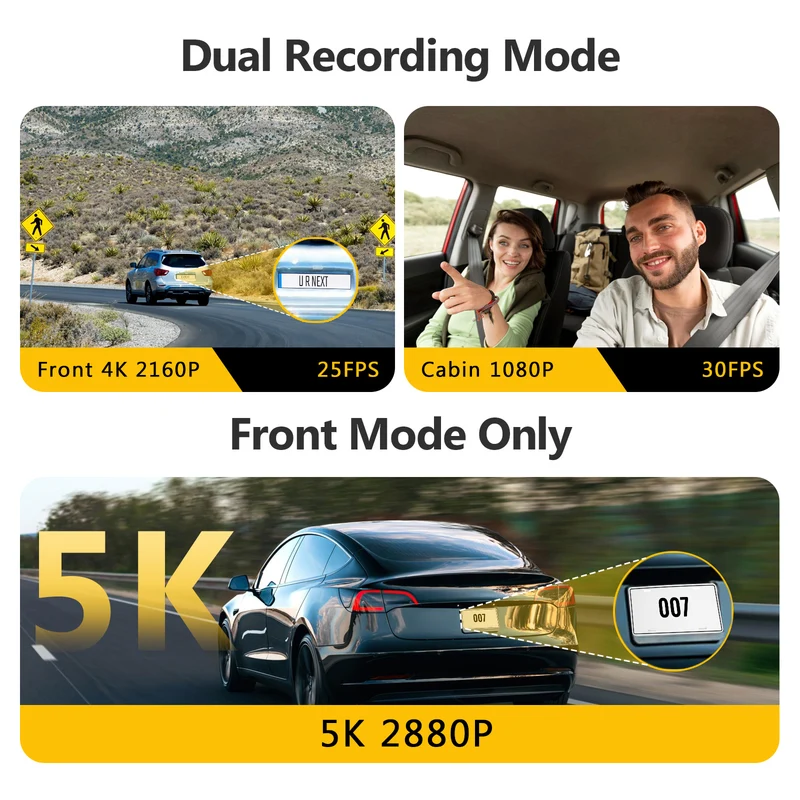 Z-EDGE T3P 3-Channel Touch Screen IR Night Vision & Super Capacitor 4K Dash Cam (64GB Card Included)