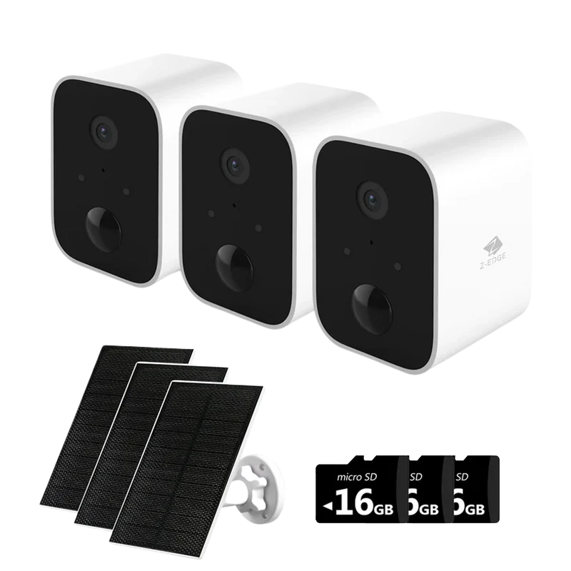 SW03 Wireless Smart Camera with Solar Panel, Includes 16G SD card,3pack