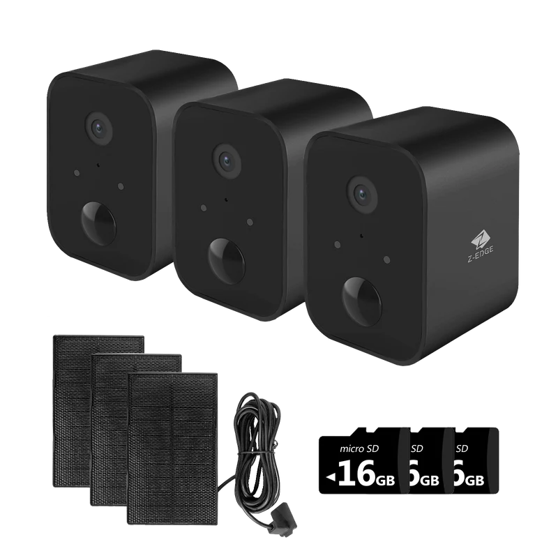 SW03 Wireless Smart Camera with Solar Panel, Includes 16G SD card,3pack