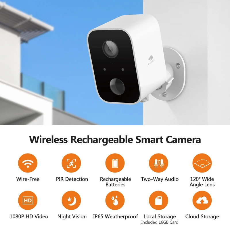 SW03 Wireless Smart Camera with Solar Panel, Includes 16G SD card,3pack
