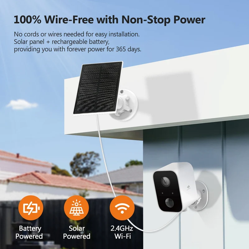 SW03 Wireless Smart Camera with Solar Panel, Includes 16G SD card,3pack